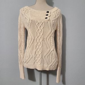 J‎ Crew Cable Knit Heavy Weight Fisherman Sweater Size XS